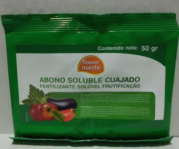 Abono soluble cuajado Flower huerta 50g frente